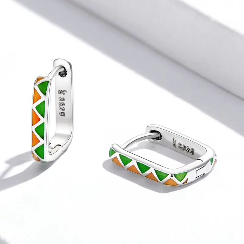 (image pour) Boucles d'oreilles à anneaux de style Pandora avec contraste de couleurs simples - Afficher 3
