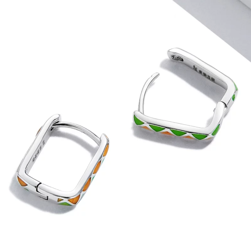 (image pour) Boucles d'oreilles à anneaux de style Pandora avec contraste de couleurs simples - Afficher 4