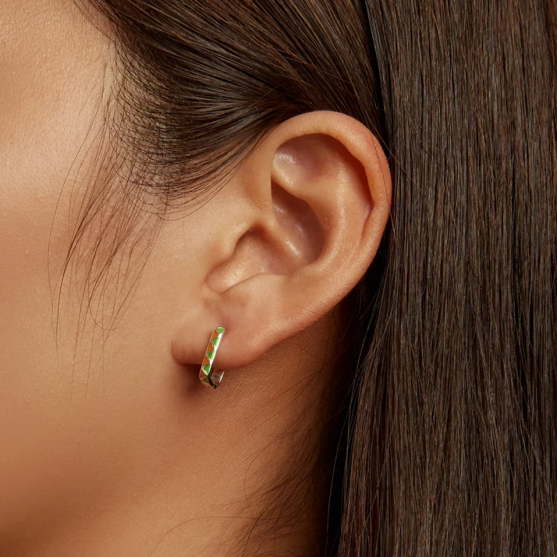 (image pour) Boucles d'oreilles à anneaux de style Pandora avec contraste de couleurs simples - Afficher 6