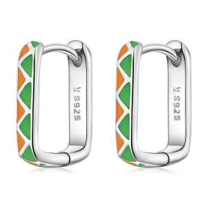 (image pour) Boucles d'oreilles à anneaux de style Pandora avec contraste de couleurs simples - SCE1371-GN