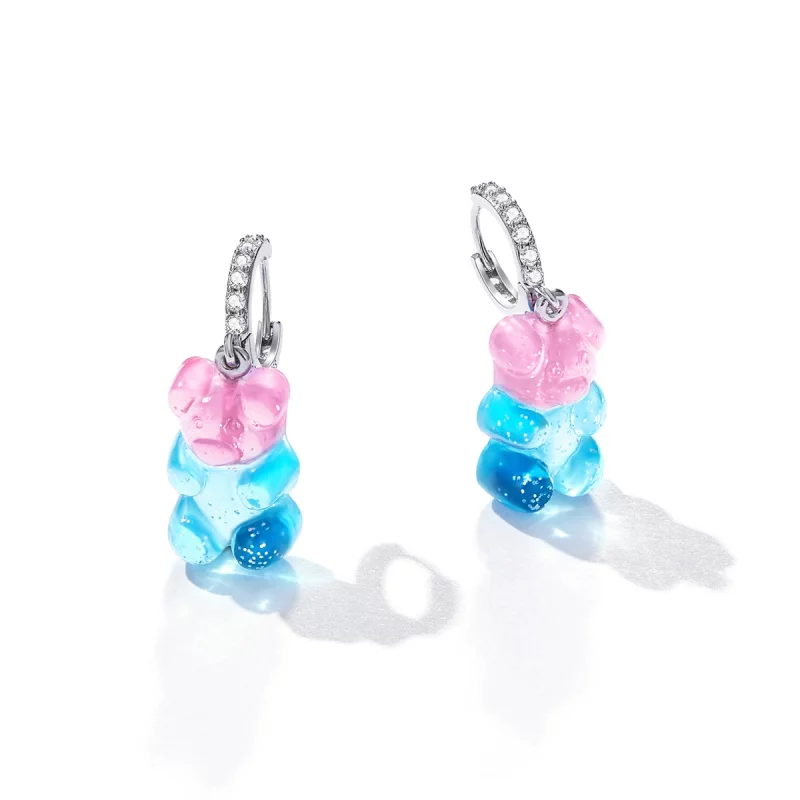 (image pour) Boucles d'oreilles à anneaux en forme d'ourson de style Pandora - SCE1388 - Afficher 2
