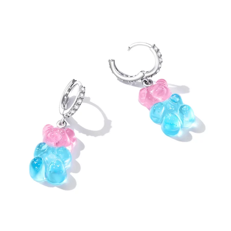 (image pour) Boucles d'oreilles à anneaux en forme d'ourson de style Pandora - SCE1388 - Afficher 3