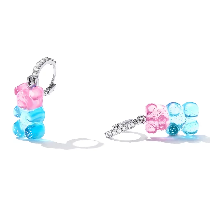 (image pour) Boucles d'oreilles à anneaux en forme d'ourson de style Pandora - SCE1388 - Afficher 4