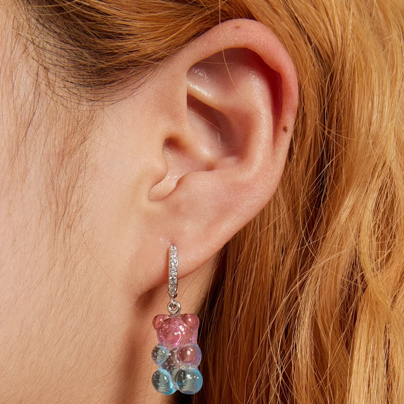 (image pour) Boucles d'oreilles à anneaux en forme d'ourson de style Pandora - SCE1388 - Afficher 6