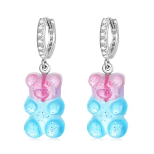 (image pour) Boucles d'oreilles à anneaux en forme d'ourson de style Pandora - SCE1388