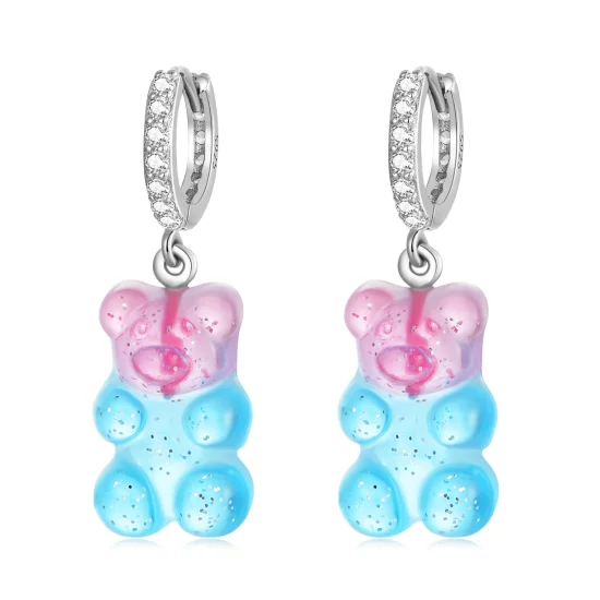 (image pour) Boucles d'oreilles à anneaux en forme d'ourson de style Pandora - SCE1388
