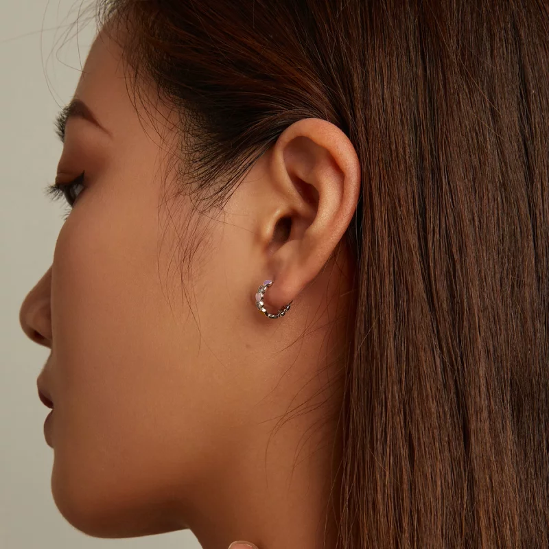 (image pour) Boucles d'oreilles à anneaux en forme de cœur arc-en-ciel de style Pandora - SCE - Afficher 7
