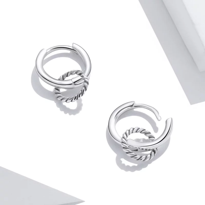 (image pour) Boucles d'oreilles à anneaux Shuanghuan de style Pandora - SCE1199 - Afficher 2