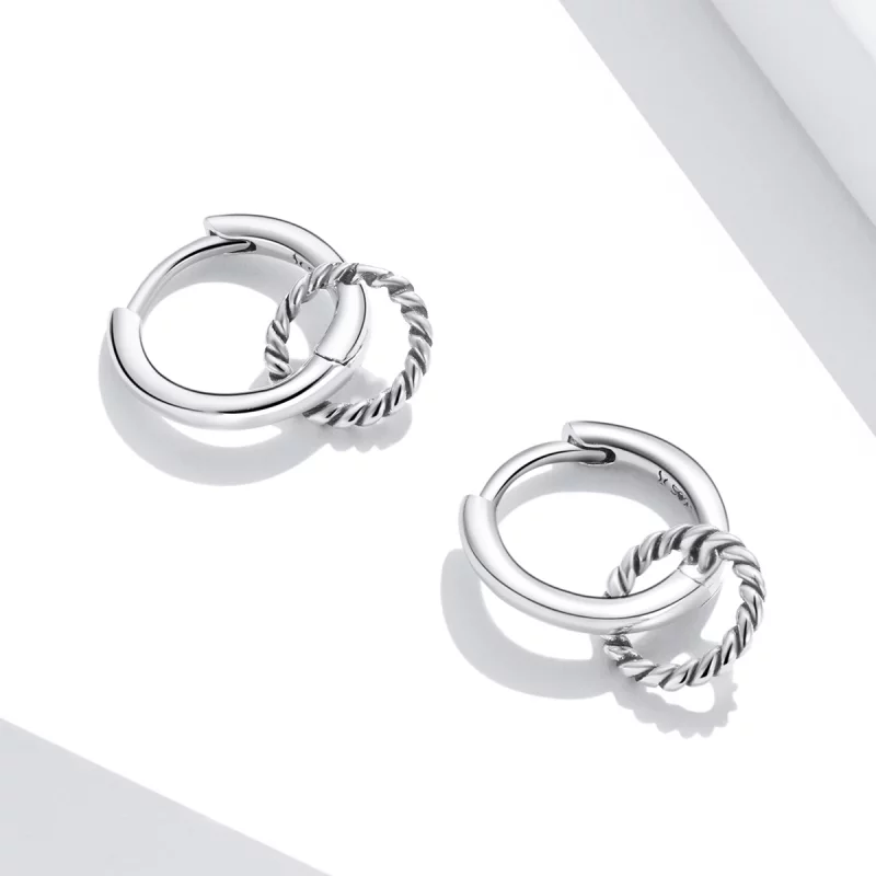 (image pour) Boucles d'oreilles à anneaux Shuanghuan de style Pandora - SCE1199 - Afficher 3