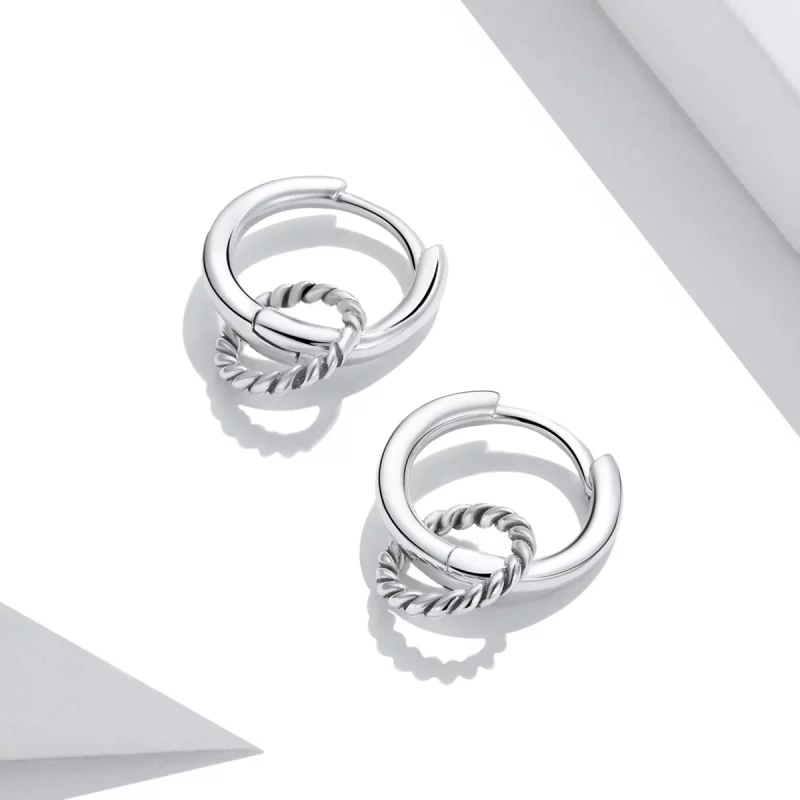 (image pour) Boucles d'oreilles à anneaux Shuanghuan de style Pandora - SCE1199 - Afficher 4