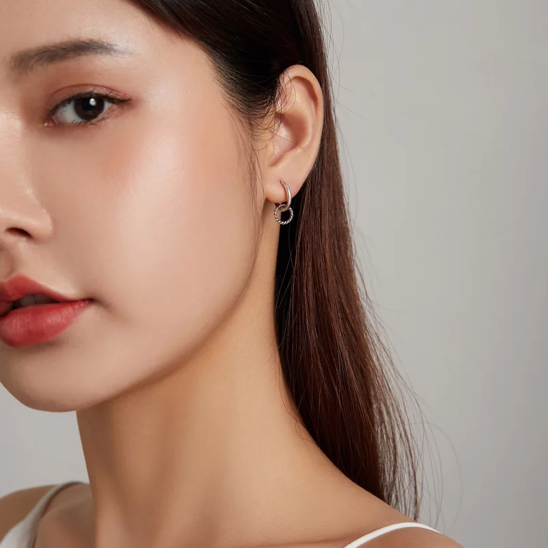 (image pour) Boucles d'oreilles à anneaux Shuanghuan de style Pandora - SCE1199 - Afficher 6