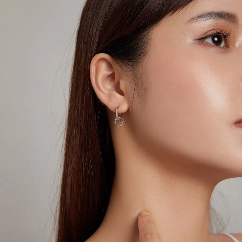 (image pour) Boucles d'oreilles à anneaux Shuanghuan de style Pandora - SCE1199 - Afficher 8