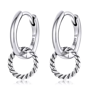 Boucles d'oreilles à anneaux Shuanghuan de style Pandora - SCE1199 (image pour) Boucles d'oreilles à anneaux Shuanghuan de style Pandora - SCE1199