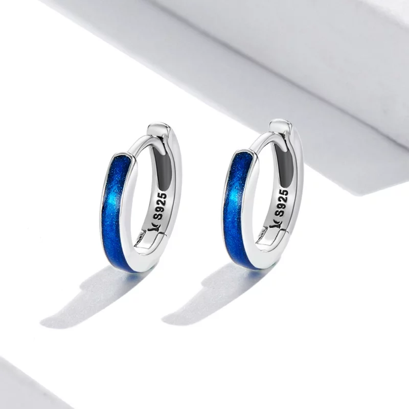 (image pour) Boucles d'oreilles à anneaux simples de style Pandora - SCE1360 - Afficher 2