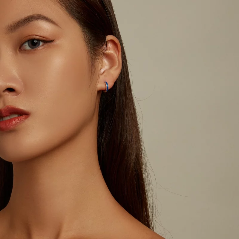 (image pour) Boucles d'oreilles à anneaux simples de style Pandora - SCE1360 - Afficher 6