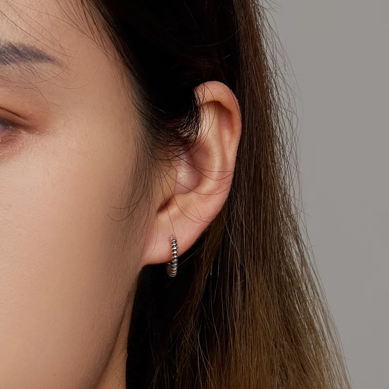 (image pour) Boucles d'oreilles à anneaux simples de style Pandora - SCE1423 - Afficher 5
