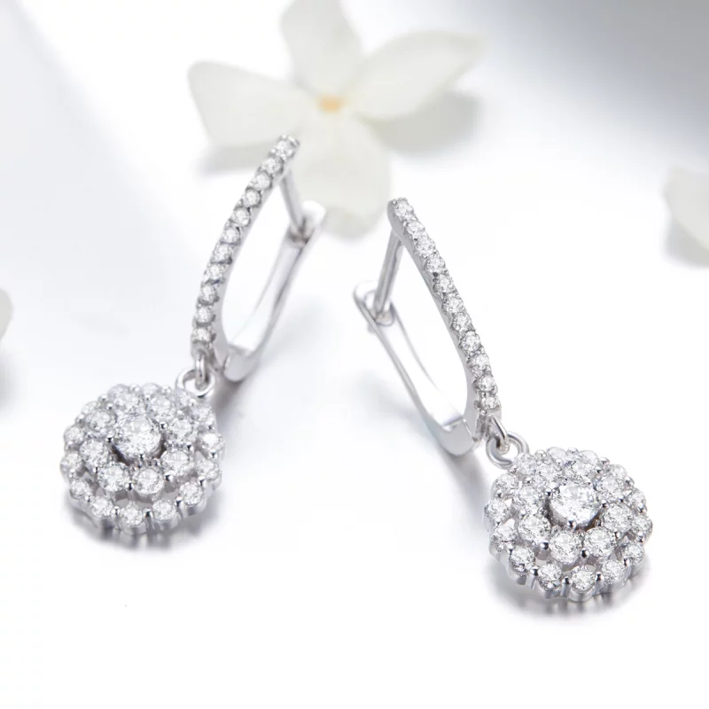 (image pour) Boucles d'oreilles à anneaux style Pandora avec fleur de lumière - SCE517 - Afficher 2