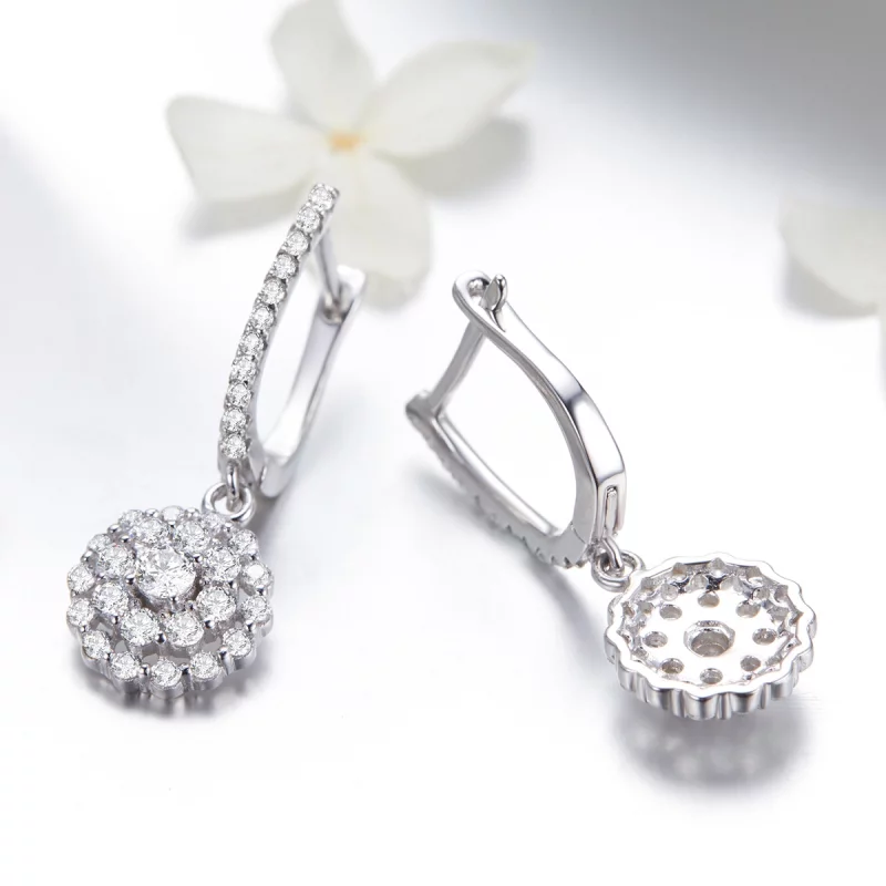 (image pour) Boucles d'oreilles à anneaux style Pandora avec fleur de lumière - SCE517 - Afficher 3