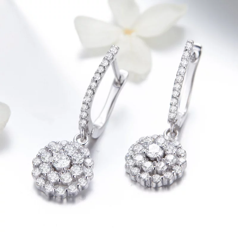 (image pour) Boucles d'oreilles à anneaux style Pandora avec fleur de lumière - SCE517 - Afficher 4