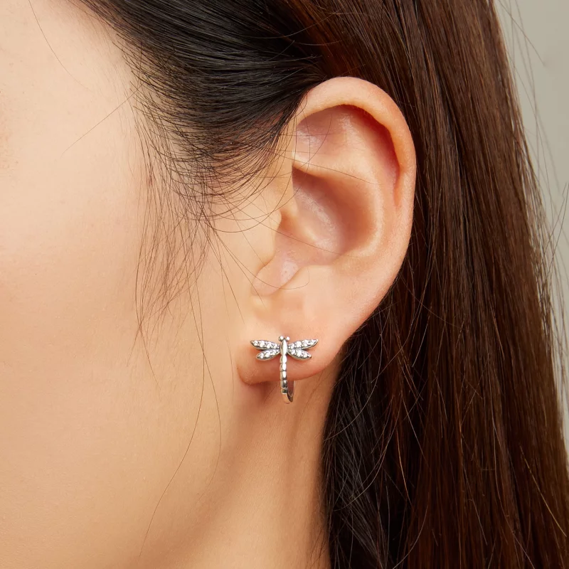 (image pour) Boucles d'oreilles à anneaux style Pandora avec libellule - SCE1511 - Afficher 5