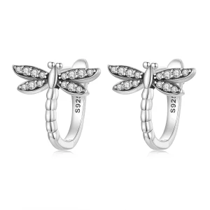 (image pour) Boucles d'oreilles à anneaux style Pandora avec libellule - SCE1511