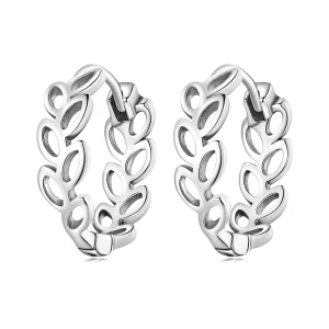(image pour) Boucles d'oreilles à cercle ajouré de style Pandora avec des feuilles ouvertes - SCE1461