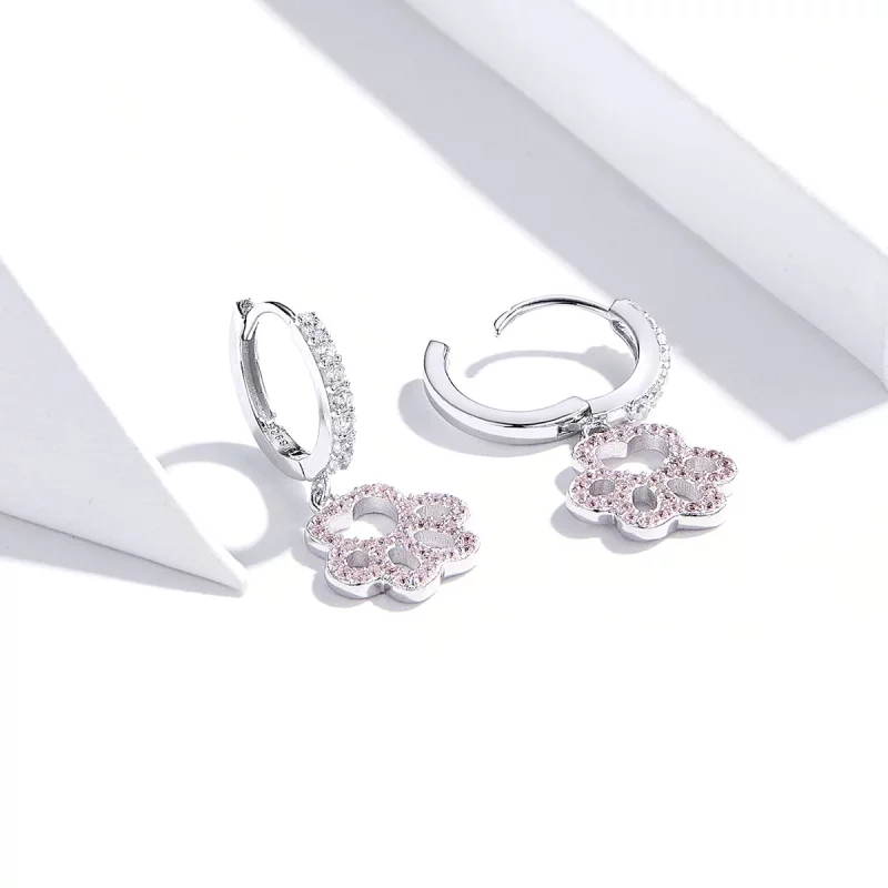 (image pour) Boucles d'oreilles à cercle avec empreinte de patte de style Pandora - SCE771 - Afficher 3