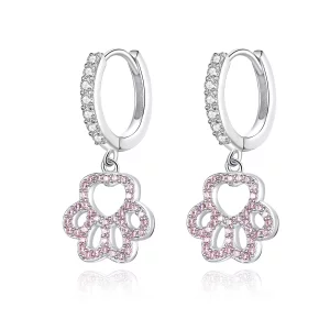(image pour) Boucles d'oreilles à cercle avec empreinte de patte de style Pandora - SCE771