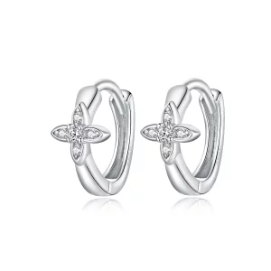 (image pour) Boucles d'oreilles à cercle avec fleur étincelante de style Pandora - SCE1043