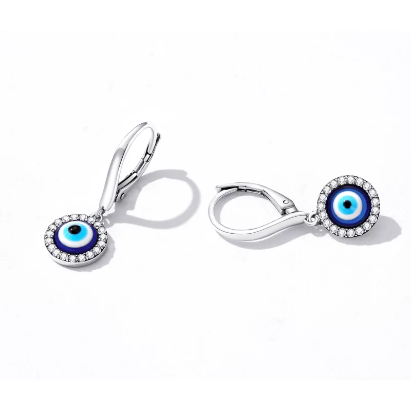 (image pour) Boucles d'oreilles à cercle avec œil de diable en résine style Pandora - BSE638 - Afficher 2