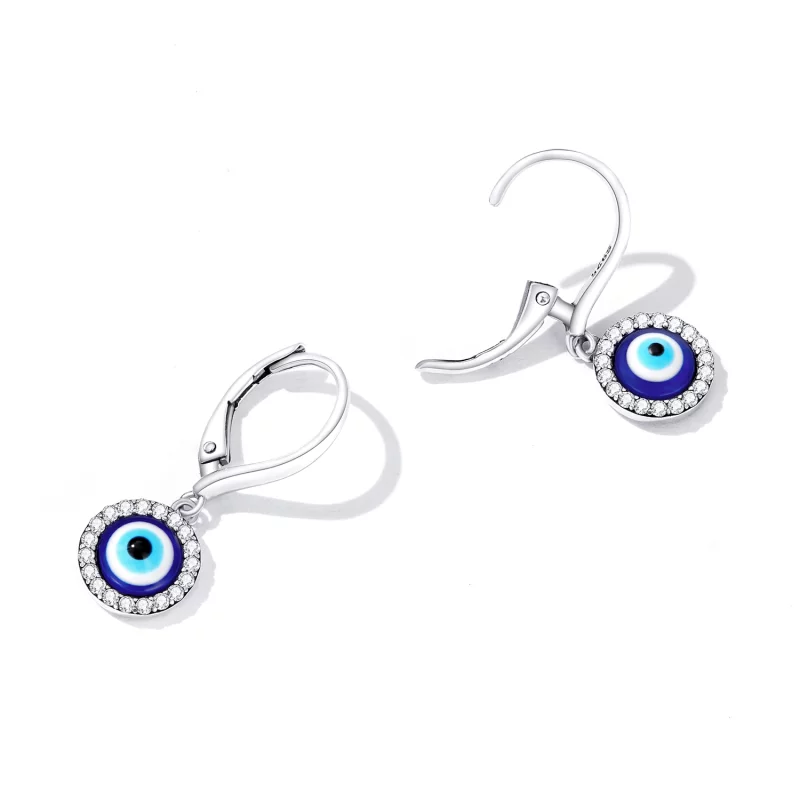 (image pour) Boucles d'oreilles à cercle avec œil de diable en résine style Pandora - BSE638 - Afficher 3