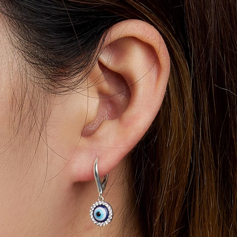 (image pour) Boucles d'oreilles à cercle avec œil de diable en résine style Pandora - BSE638 - Afficher 7