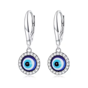 (image pour) Boucles d'oreilles à cercle avec œil de diable en résine style Pandora - BSE638