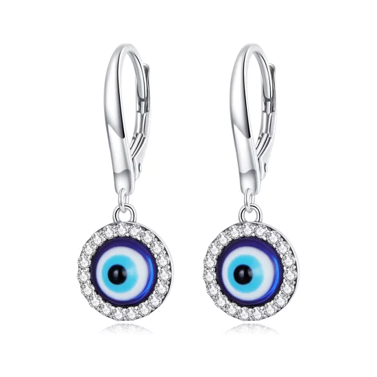 (image pour) Boucles d'oreilles à cercle avec œil de diable en résine style Pandora - BSE638