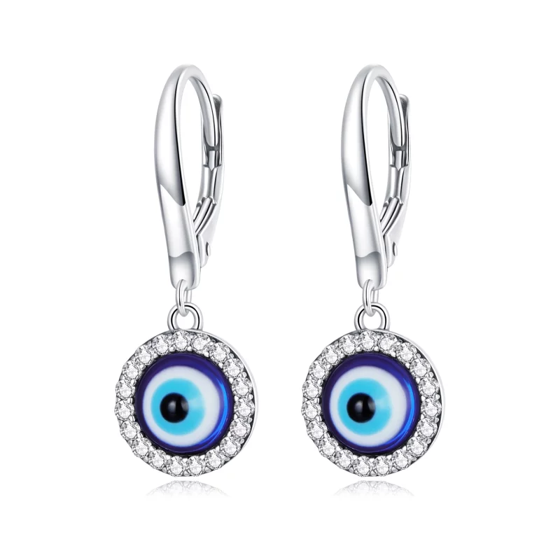 (image pour) Boucles d'oreilles à cercle avec œil de diable en résine style Pandora - BSE638