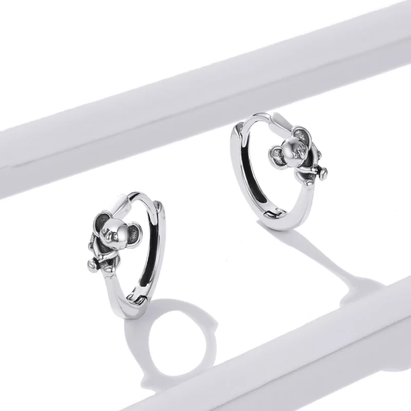 (image pour) Boucles d'oreilles à cercle Koala mignon de style Pandora - BSE507 - Afficher 4