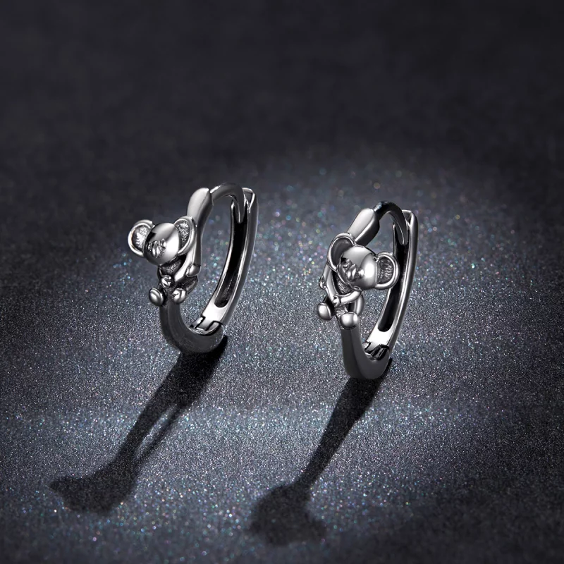 (image pour) Boucles d'oreilles à cercle Koala mignon de style Pandora - BSE507 - Afficher 5