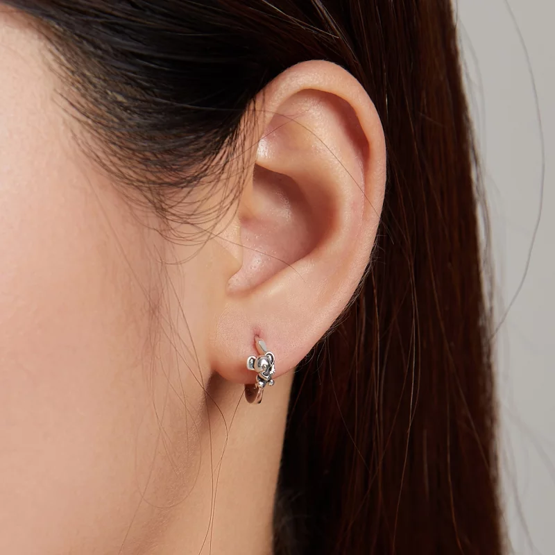 (image pour) Boucles d'oreilles à cercle Koala mignon de style Pandora - BSE507 - Afficher 6