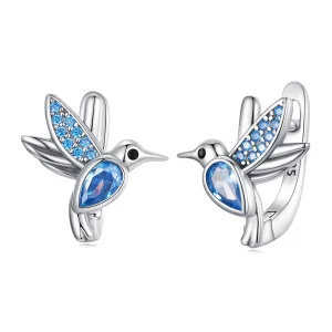 (image pour) Boucles d'oreilles à cercle style Pandora avec colibri - SCE1503