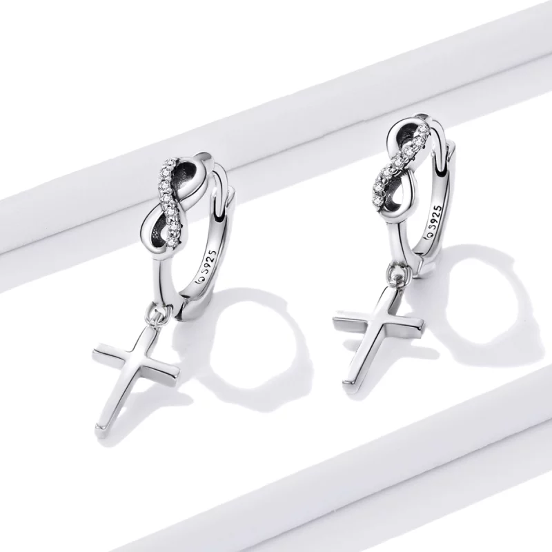 (image pour) Boucles d'oreilles créatives à style Pandora avec croix - BSE474 - Afficher 2