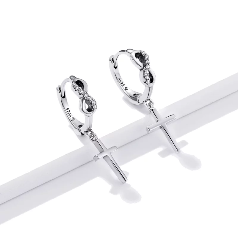 (image pour) Boucles d'oreilles créatives à style Pandora avec croix - BSE474 - Afficher 3