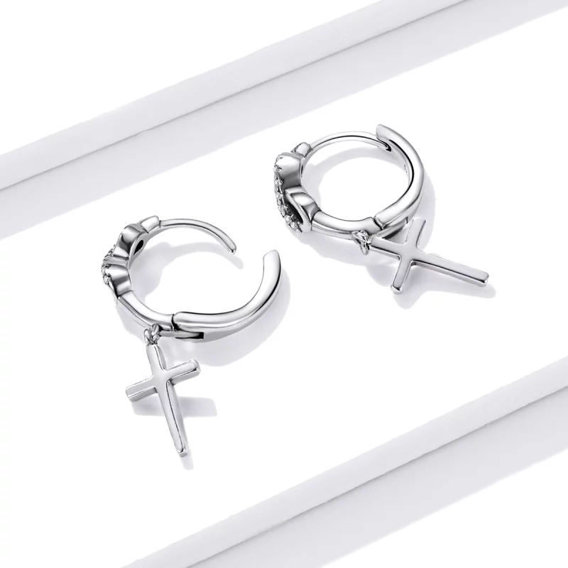 (image pour) Boucles d'oreilles créatives à style Pandora avec croix - BSE474 - Afficher 4