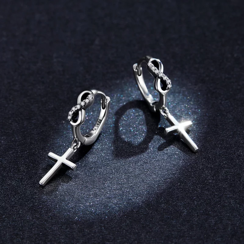 (image pour) Boucles d'oreilles créatives à style Pandora avec croix - BSE474 - Afficher 5