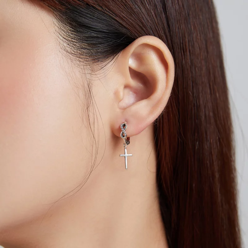 (image pour) Boucles d'oreilles créatives à style Pandora avec croix - BSE474 - Afficher 6