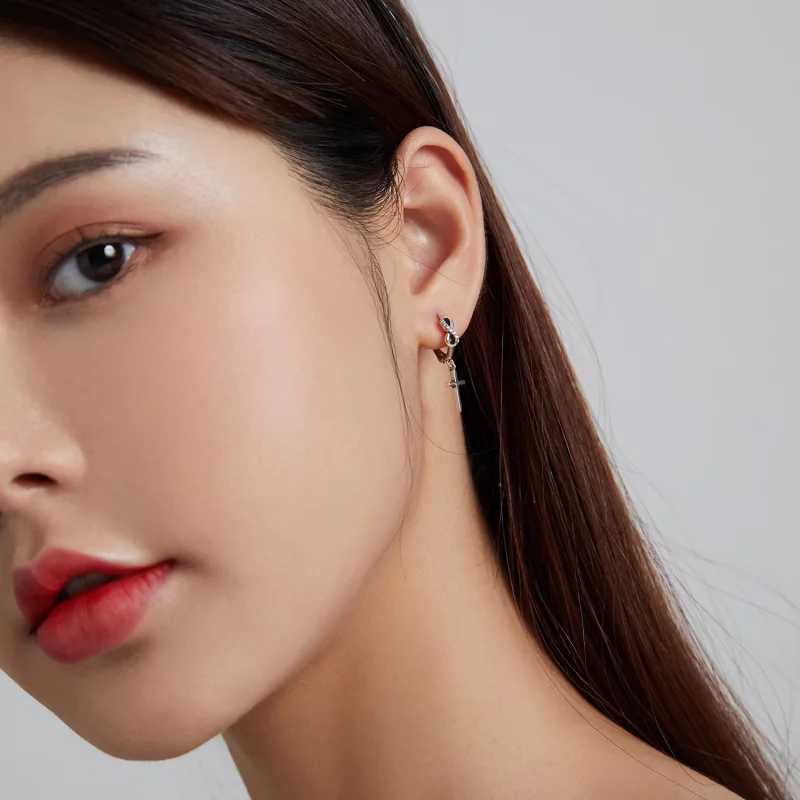 (image pour) Boucles d'oreilles créatives à style Pandora avec croix - BSE474 - Afficher 8