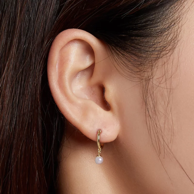(image pour) Boucles d'oreilles créoles avec perles en forme de coquillage de style Pandora - - Afficher 5