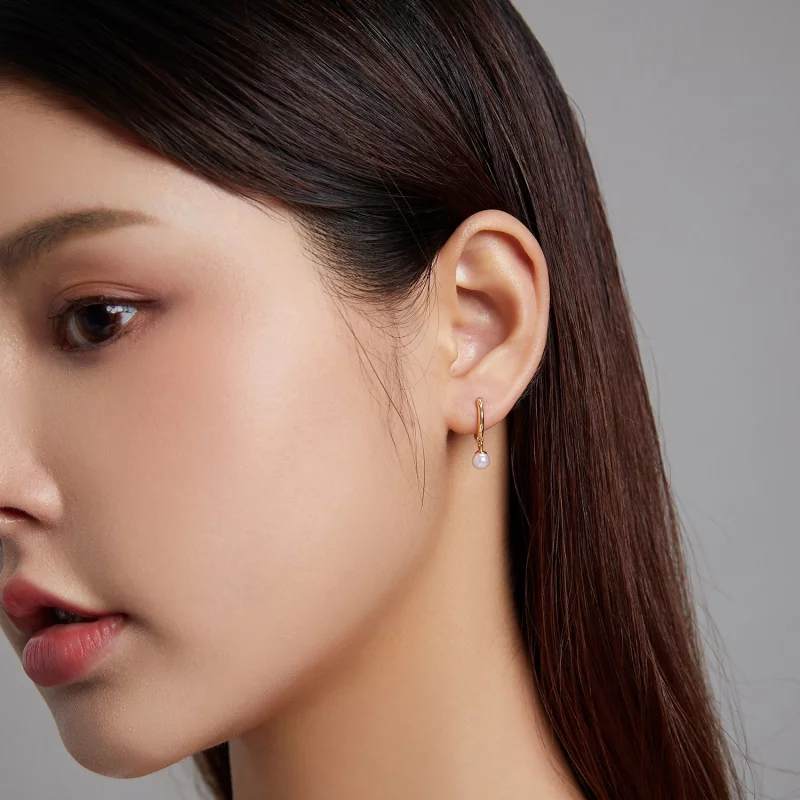 (image pour) Boucles d'oreilles créoles avec perles en forme de coquillage de style Pandora - - Afficher 6
