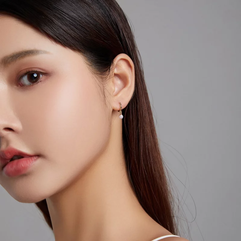 (image pour) Boucles d'oreilles créoles avec perles en forme de coquillage de style Pandora - - Afficher 7