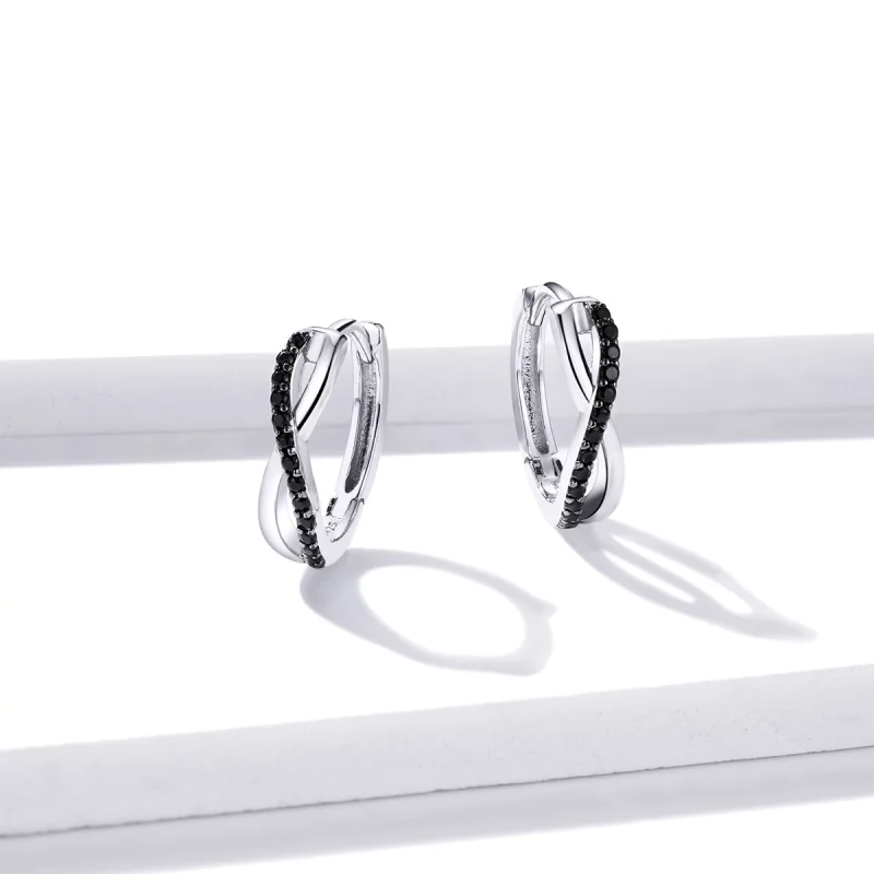 (image pour) Boucles d'oreilles créoles avec symbole infini de style Pandora - BSE399 - Afficher 2
