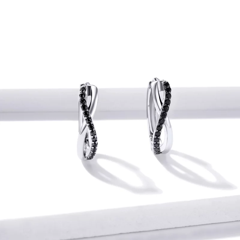 (image pour) Boucles d'oreilles créoles avec symbole infini de style Pandora - BSE399 - Afficher 3
